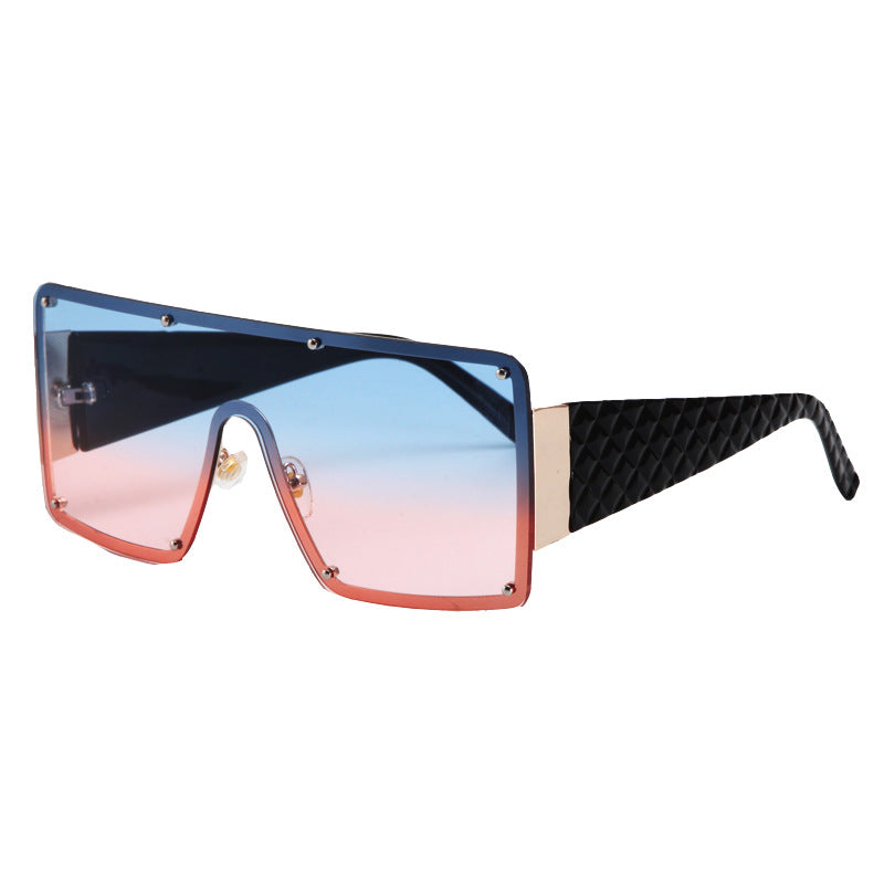 New Style Big Square Frame Piece Trend Rivet Sunglasses - Amazhona 