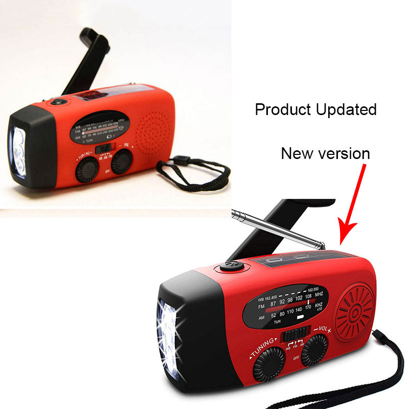 Solar hand crank USB charging radio flashlight - Amazhona 