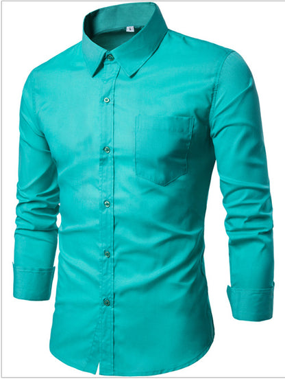 Candy Color Men's Casual Long Sleeve Shirt - Amazhona 