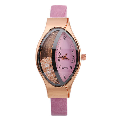 Watch Eye Shape Ladies Quartz Watch WISH Turn Bead Quicksand Belt Watch - Amazhona 