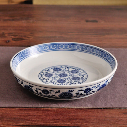 Blue And White Porcelain Salad Bowl Coarse Pottery Tableware - Amazhona 