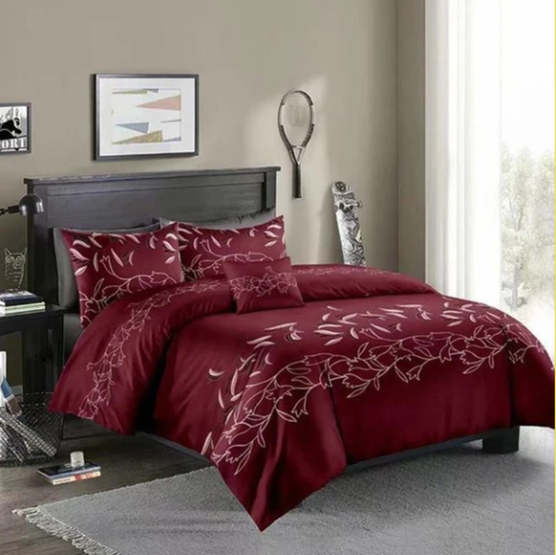 Three-piece Simple Plain Black Printing Bedding Set - Amazhona 