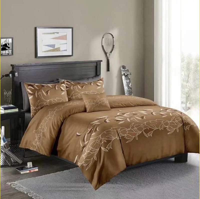 Three-piece Simple Plain Black Printing Bedding Set - Amazhona 