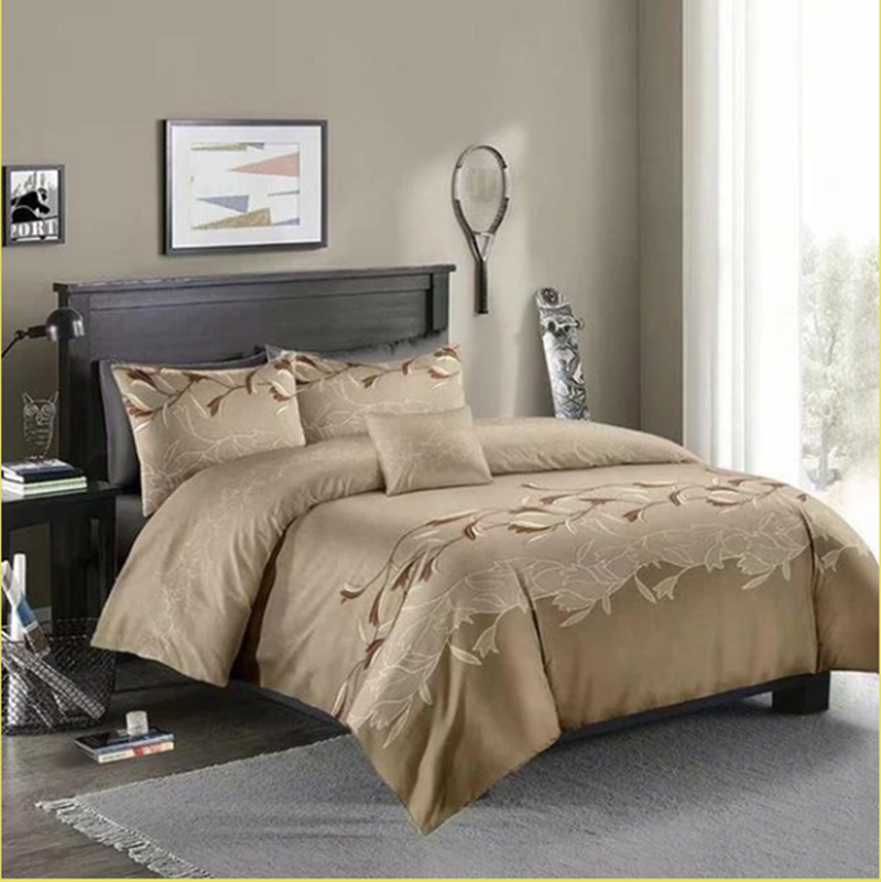 Three-piece Simple Plain Black Printing Bedding Set - Amazhona 