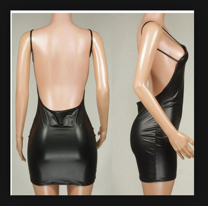 Sexy Leather Dress in Black Patent Leather - Amazhona 