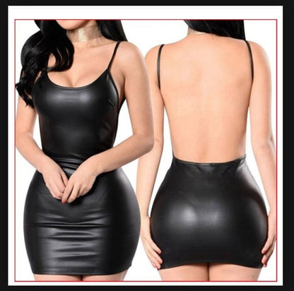 Sexy Leather Dress in Black Patent Leather - Amazhona 