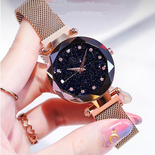 Magnet Stainless Steel Mesh Band Gypsophila Women's Watch - Amazhona 