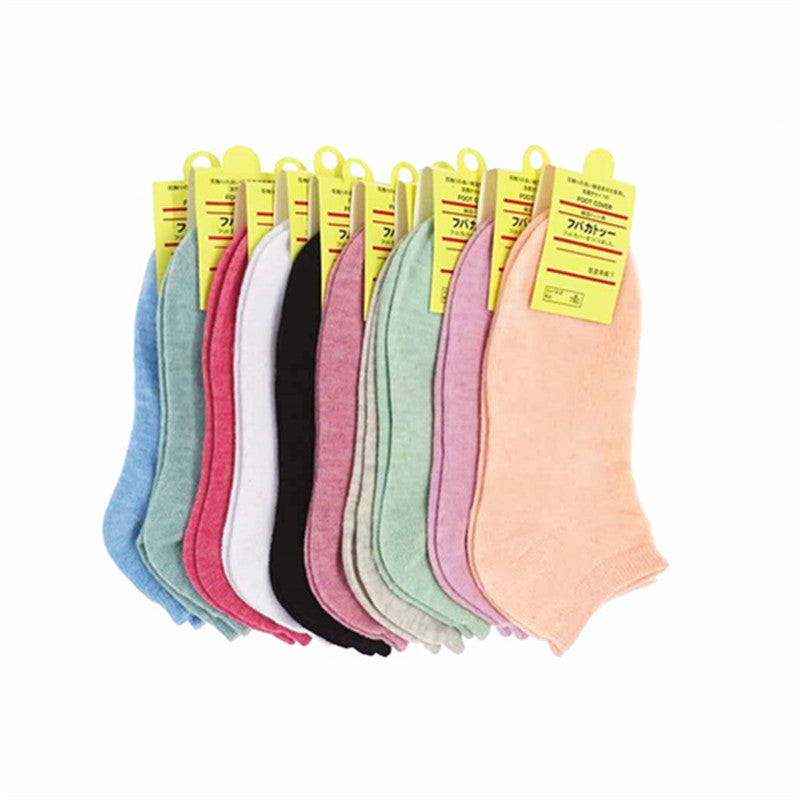 Candy Lady Socks Pure Color Casual Women's Cotton Socks Shallow Mouth Socks - Amazhona 