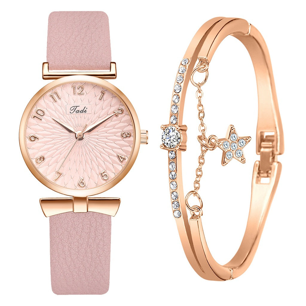 Ladies Bowknot Bracelet Quartz Watch Set - Amazhona 