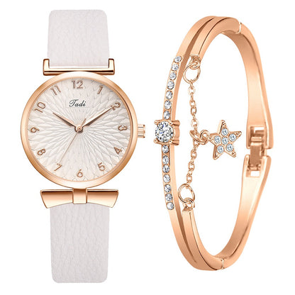 Ladies Bowknot Bracelet Quartz Watch Set - Amazhona 