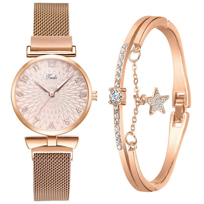 Ladies Bowknot Bracelet Quartz Watch Set - Amazhona 