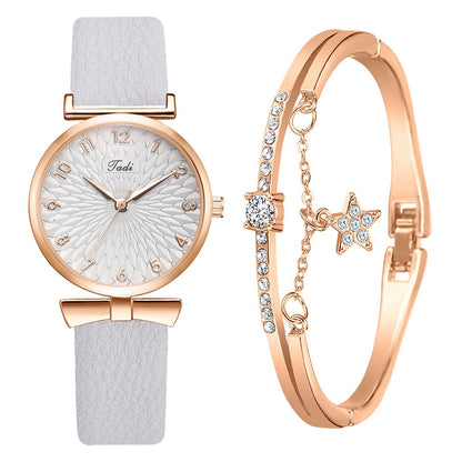 Ladies Bowknot Bracelet Quartz Watch Set - Amazhona 