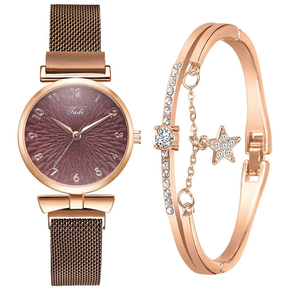 Ladies Bowknot Bracelet Quartz Watch Set - Amazhona 