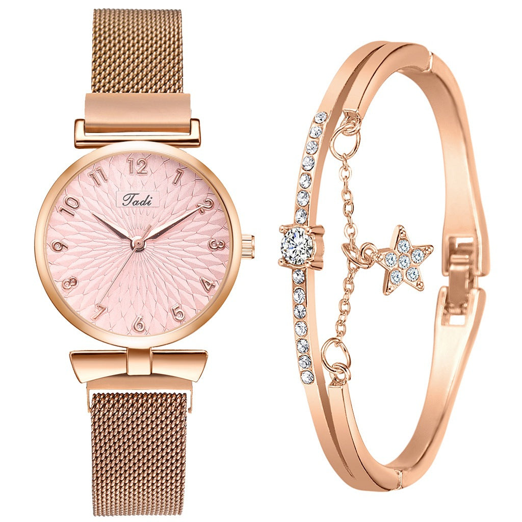 Ladies Bowknot Bracelet Quartz Watch Set - Amazhona 