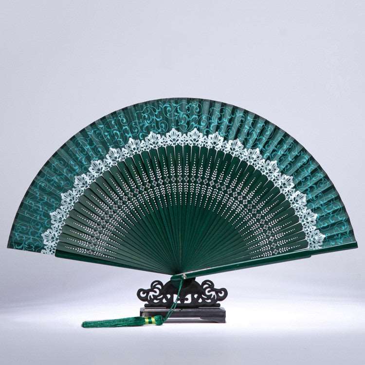 Chinese Style Lace Portable Silk Fan - Amazhona 