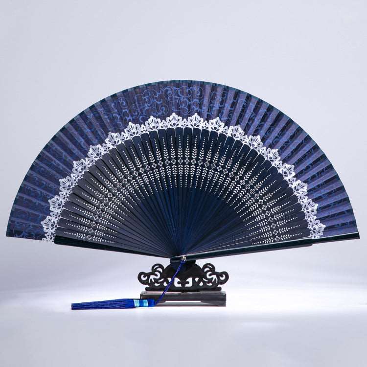 Chinese Style Lace Portable Silk Fan - Amazhona 