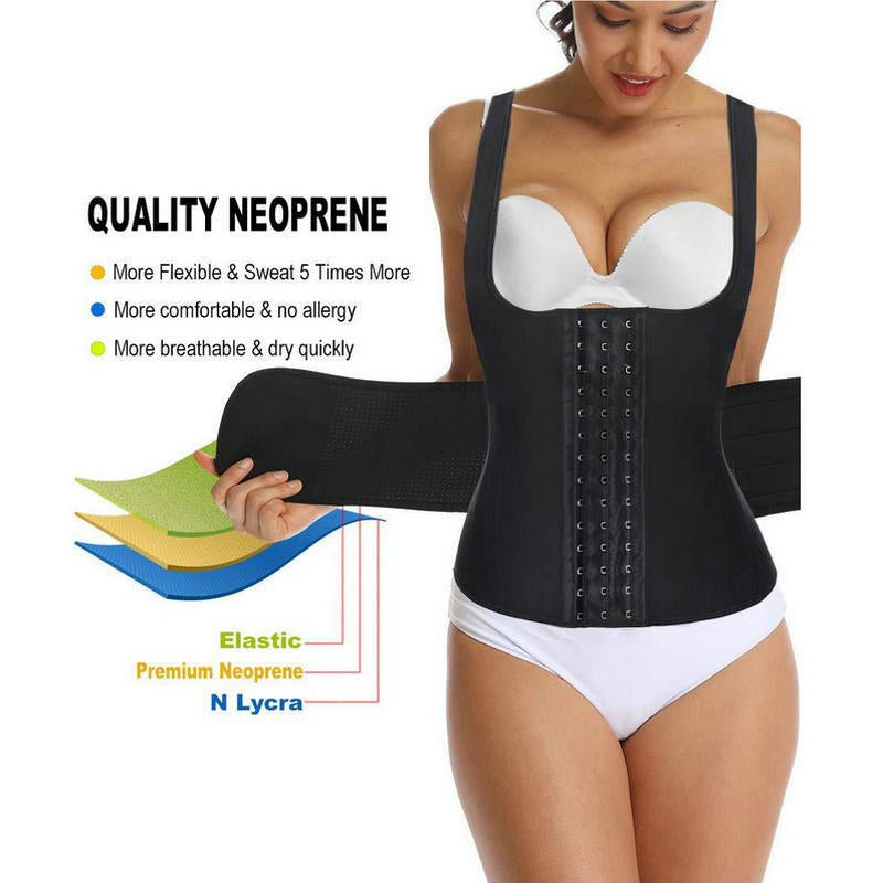 Sweat-wicking Zippered Waistcoat And Abdomen Corset - Amazhona 