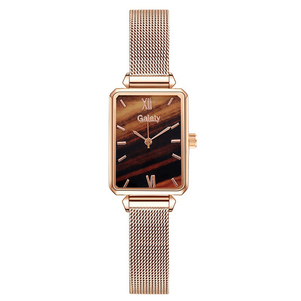 Alloy Mesh Belt Small Green Watch Korean Fashion Ladies Square Head Quartz Watch - Amazhona 