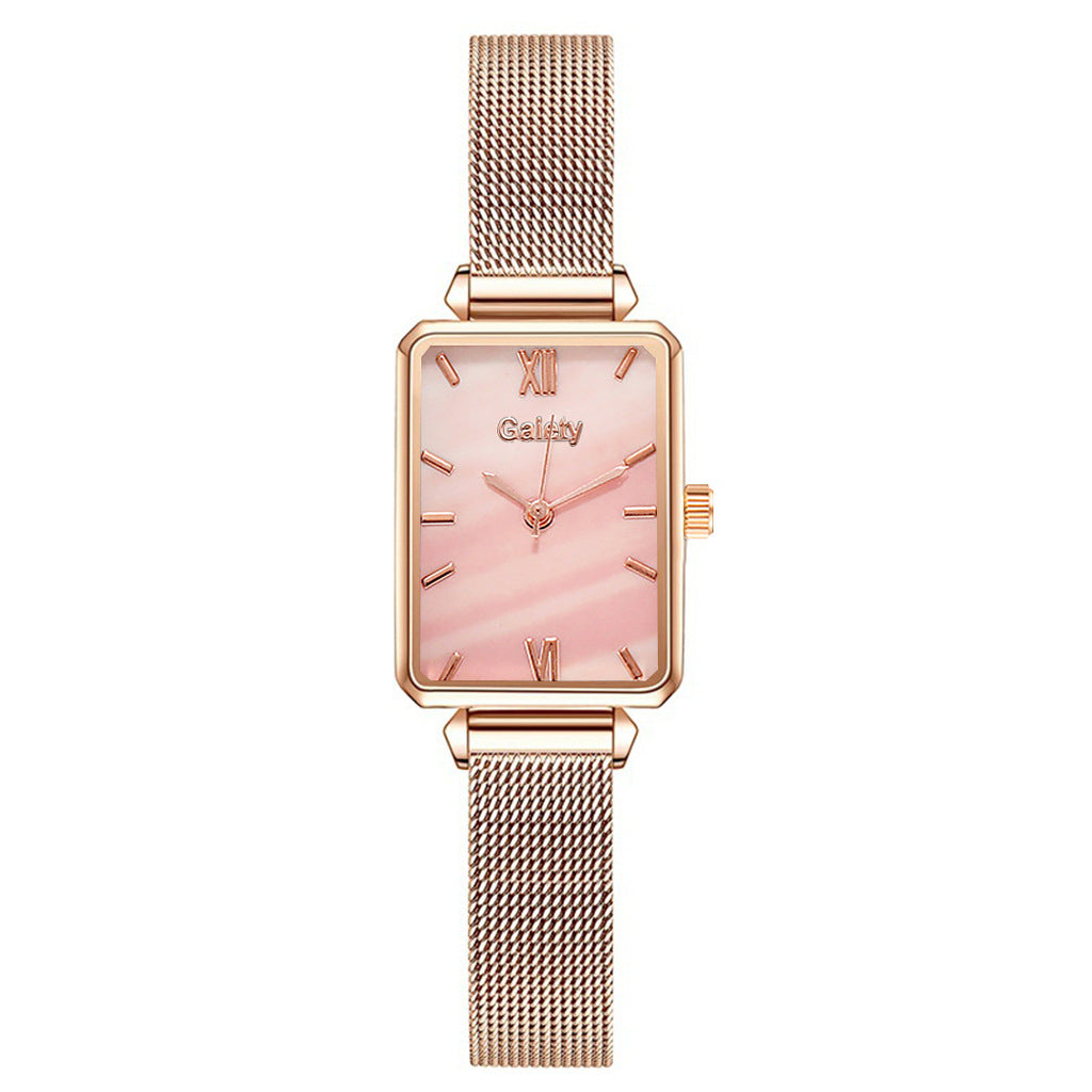 Alloy Mesh Belt Small Green Watch Korean Fashion Ladies Square Head Quartz Watch - Amazhona 