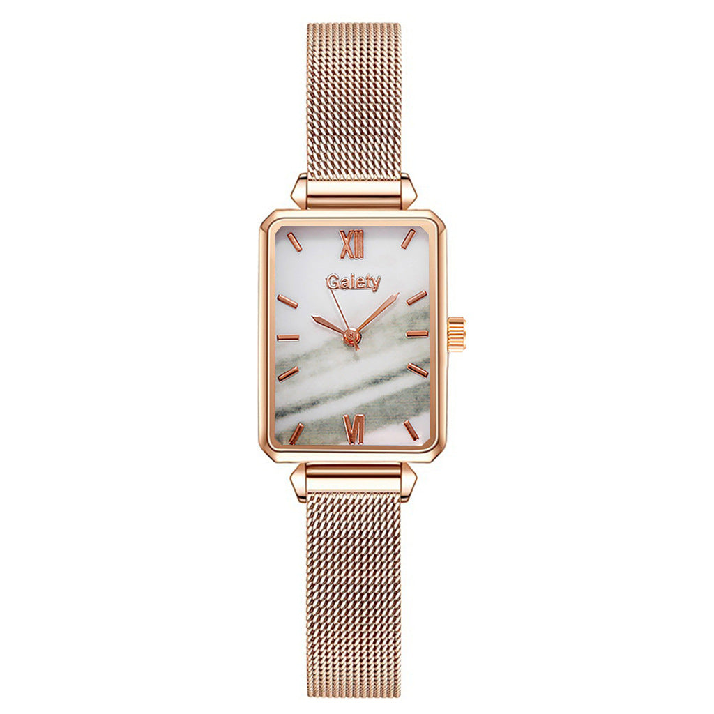 Alloy Mesh Belt Small Green Watch Korean Fashion Ladies Square Head Quartz Watch - Amazhona 