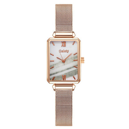 Alloy Mesh Belt Small Green Watch Korean Fashion Ladies Square Head Quartz Watch - Amazhona 