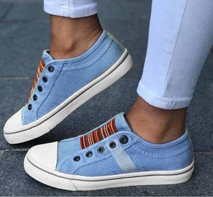 Laceless Canvas Casual Shoes Fashion Sneakers Flat Platform Loafers - Amazhona 