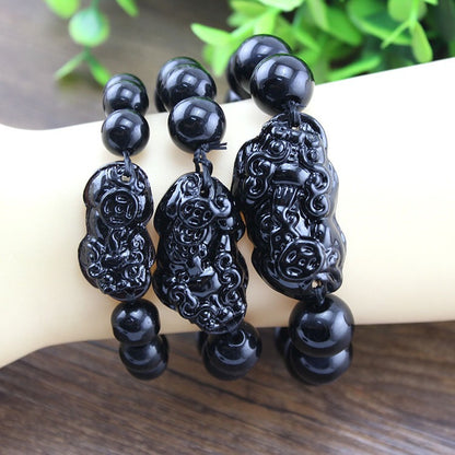 Obsidian Pixiu Couple Bracelet For Men And Women - Amazhona 