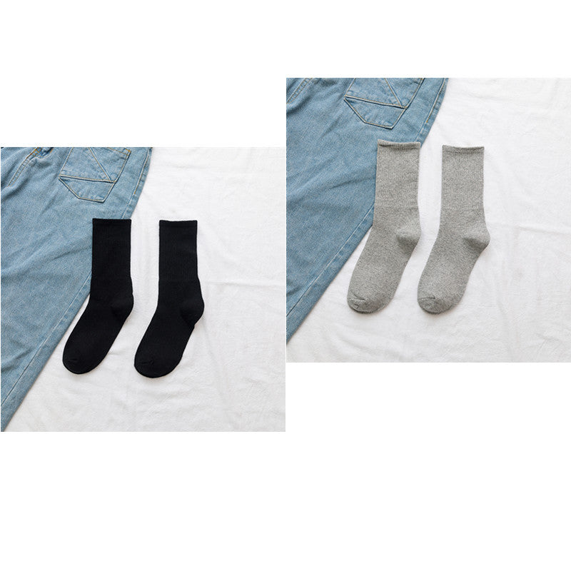 Stockings Women's Tube Ins Tide Socks Street Autumn And Winter Black And White Long Socks Women's Solid Color Sports Custom Cotton Socks - Amazhona 