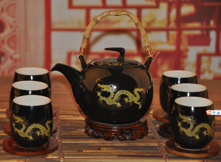 Porcelain Household Tea Set, Porcelain Handle, Teapot And Teacup Set - Amazhona 