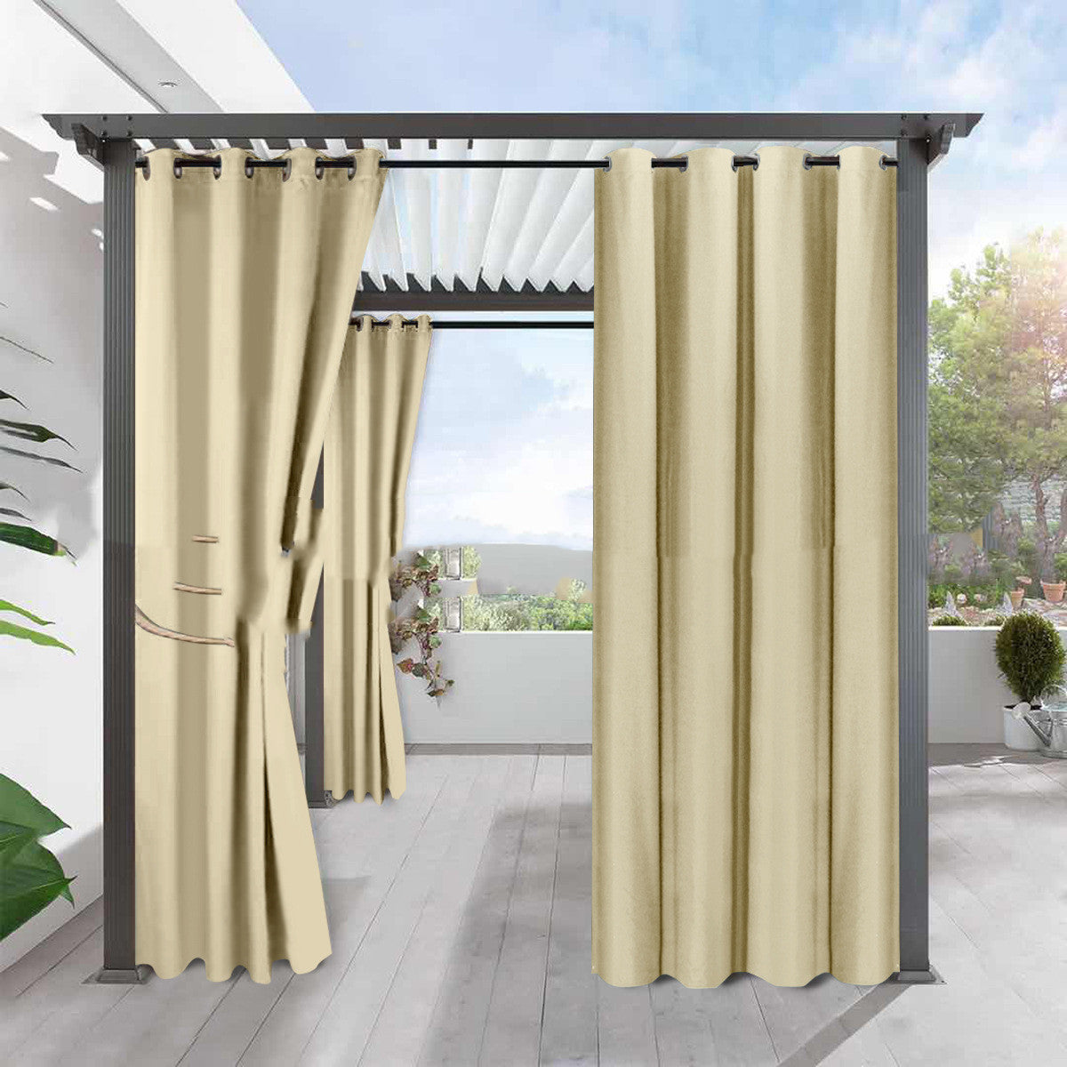 Simple Full Blackout Solid Color Fine Linen Blackout Waterproof Sunscreen Heat Insulation Curtain - Amazhona 