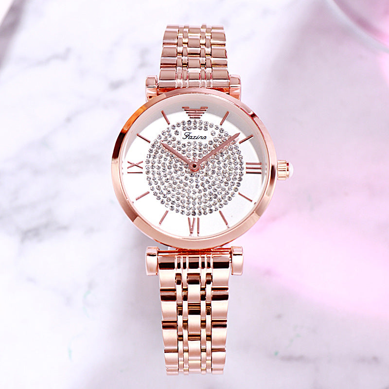 Gypsophila Steel Band Quartz Diamond Tide Watch - Amazhona 