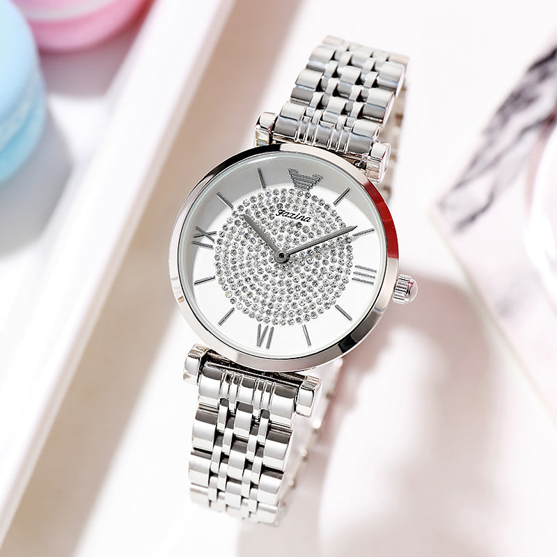 Gypsophila Steel Band Quartz Diamond Tide Watch - Amazhona 