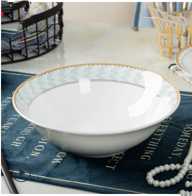 Bowl Household Tableware Ceramic Dishes Plate Single Free Matching Rice Bowl Set Bowl Gift Bone China Noodle Soup Bowl - Amazhona 