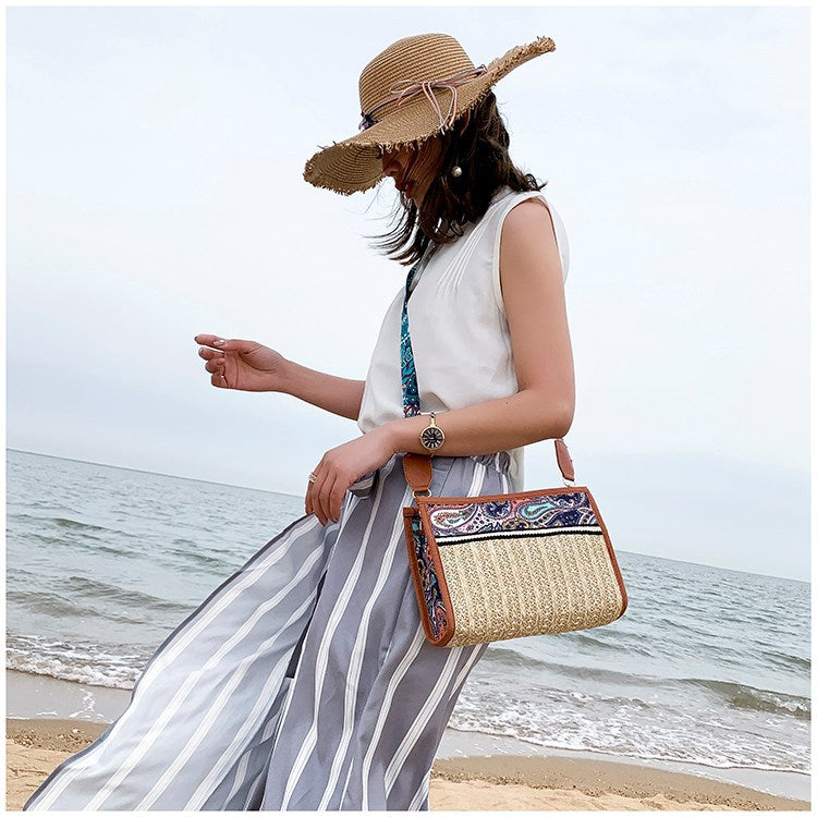 Fashion Woman Bag Retro Ethnic Wind Straw Beach Wild Shoulder Messenger Taschen Women Ladies Bags Bolsas De Mujer Borse Da Donna - Amazhona 