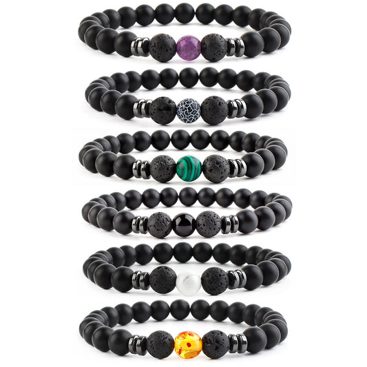 8mm Stone Beads Seven Chakra Yoga Beaded Bracelet - Amazhona 