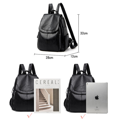 Xiangfei Kangaroo Soft Leather Backpack Female New Fashion Casual Backpack Soft Leather Large Capacity Travel Bag - Amazhona 