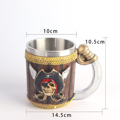 Skull Wine Glass Resin Skull Cup Personalized Tableware Home Decoration Skull Beer Glass Stainless Steel Liner - Amazhona 