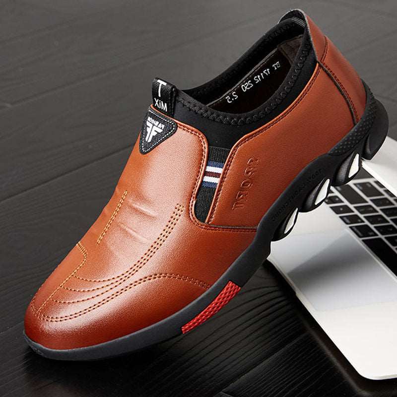 New Style Casual Leather Shoes Men's Breathable Board Shoes Soft Leather Casual Shoes - Amazhona 