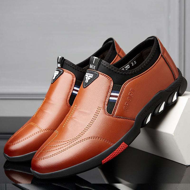 New Style Casual Leather Shoes Men's Breathable Board Shoes Soft Leather Casual Shoes - Amazhona 