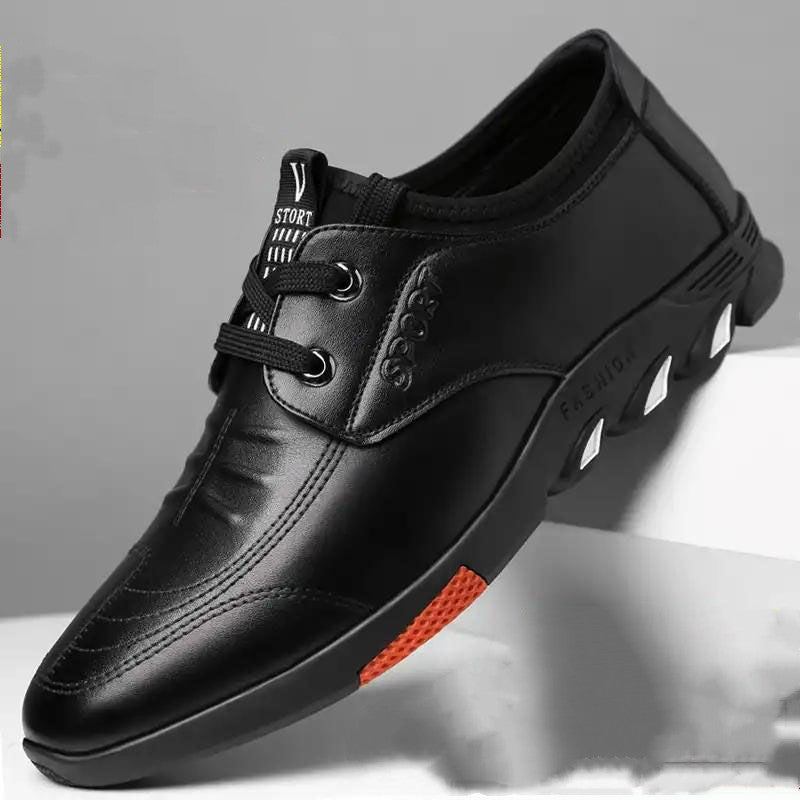 New Style Casual Leather Shoes Men's Breathable Board Shoes Soft Leather Casual Shoes - Amazhona 