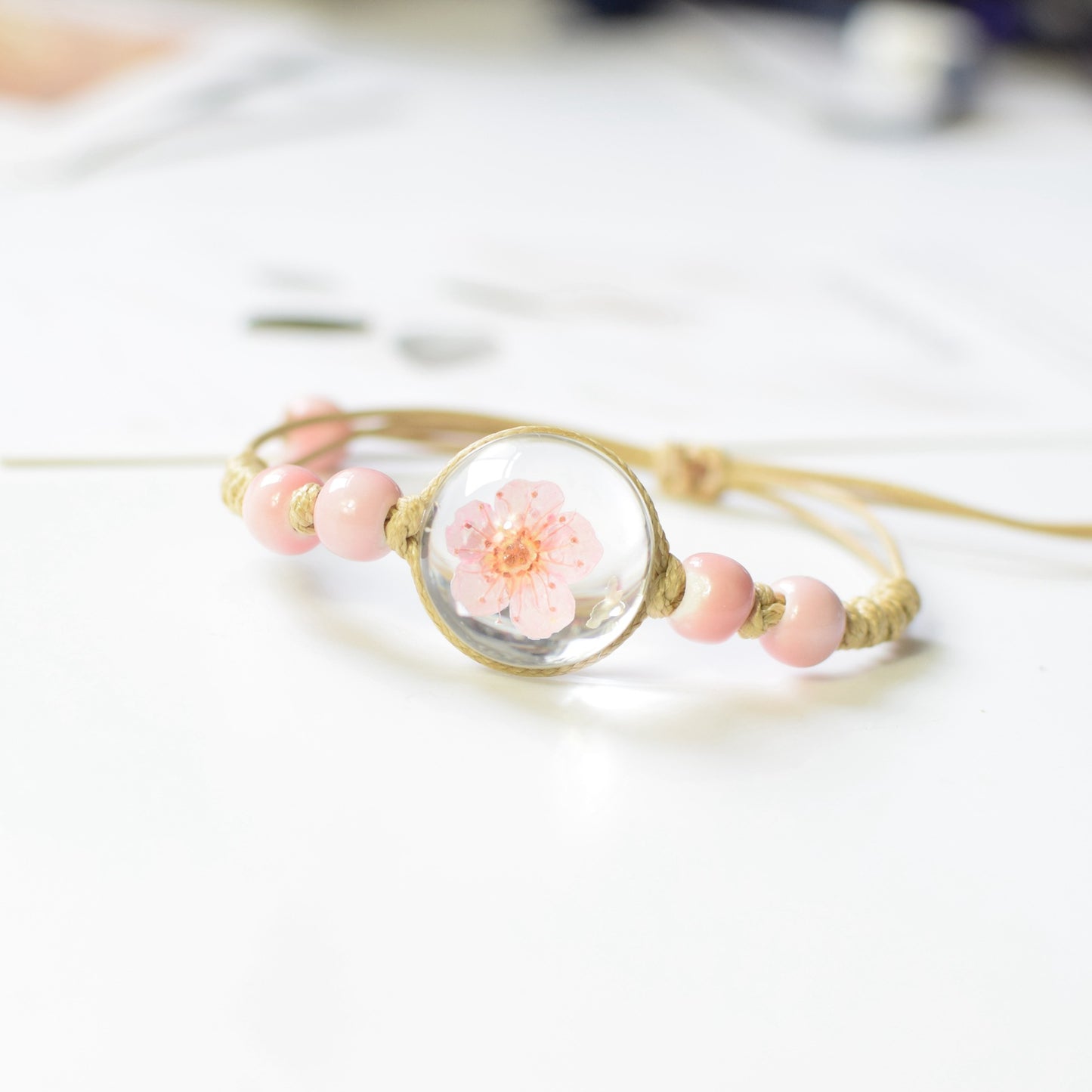 Dried Flower Specimen Preserved Flower Bracelet Couple Gift - Amazhona 