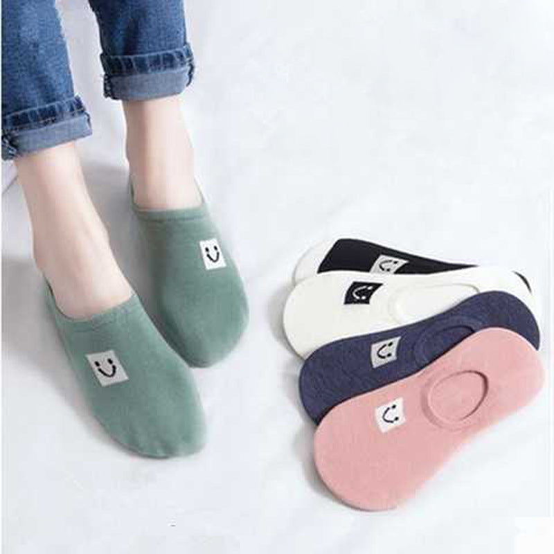 Spring And Summer Women'S Socks, Women'S Solid Color Socks, Low-Cut Shallow Mouth Leisure Boat Socks, Silicone Non-Slip Invisible Socks Wholesale - Amazhona 