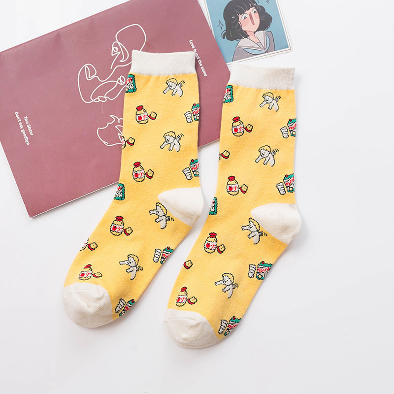 Cute Girl Strawberry Cow Cartoon Socks - Amazhona 