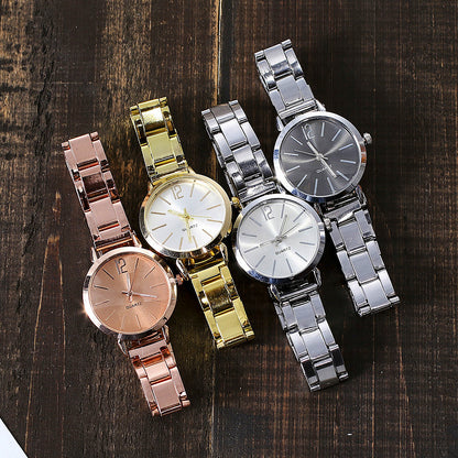 Alloy Mesh Belt Female Watch Learning Simple Steel Belt Sports Quartz Watch - Amazhona 