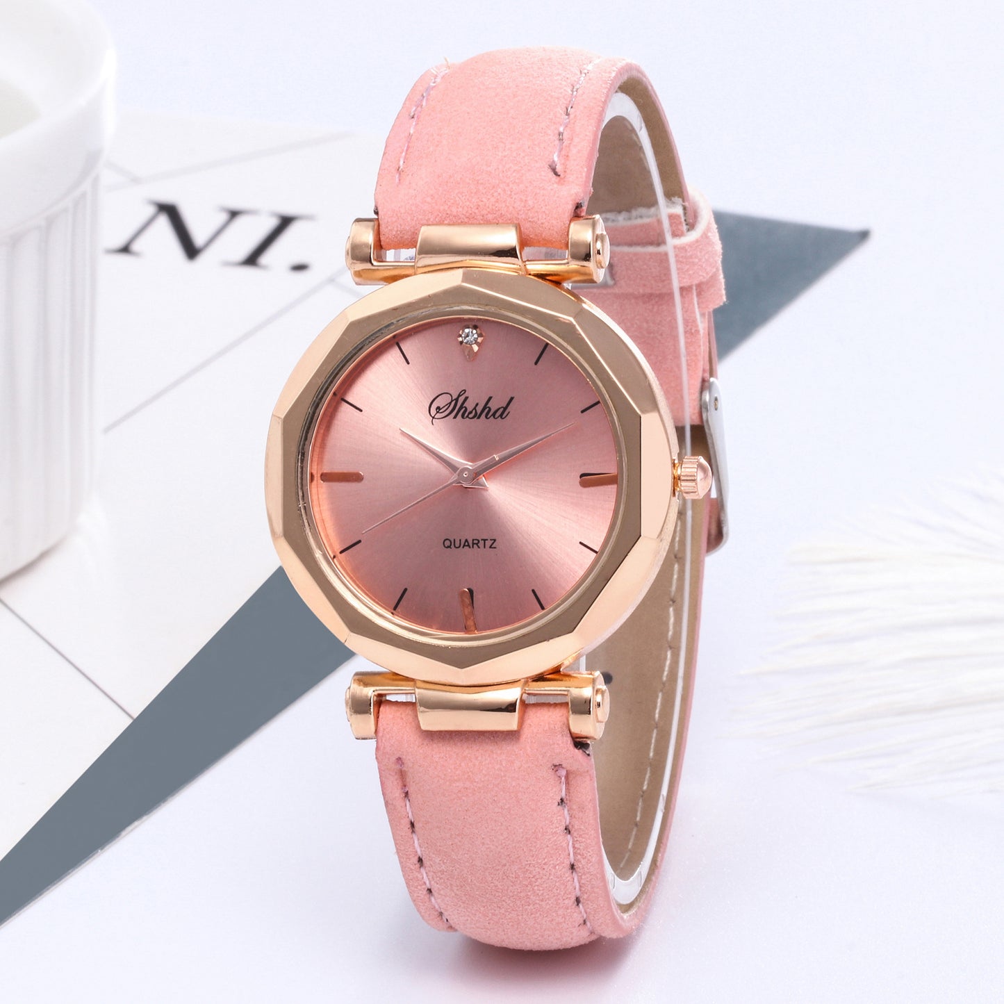 Frosted Leather Belt Watch Ladies Casual Quartz Watch - Amazhona 