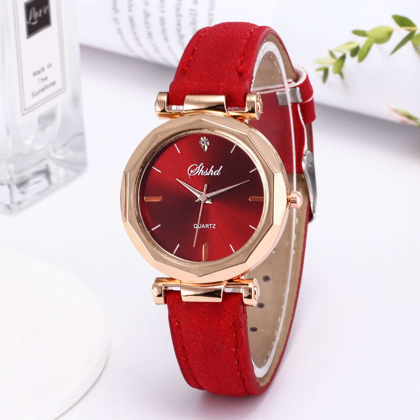 Frosted Leather Belt Watch Ladies Casual Quartz Watch - Amazhona 