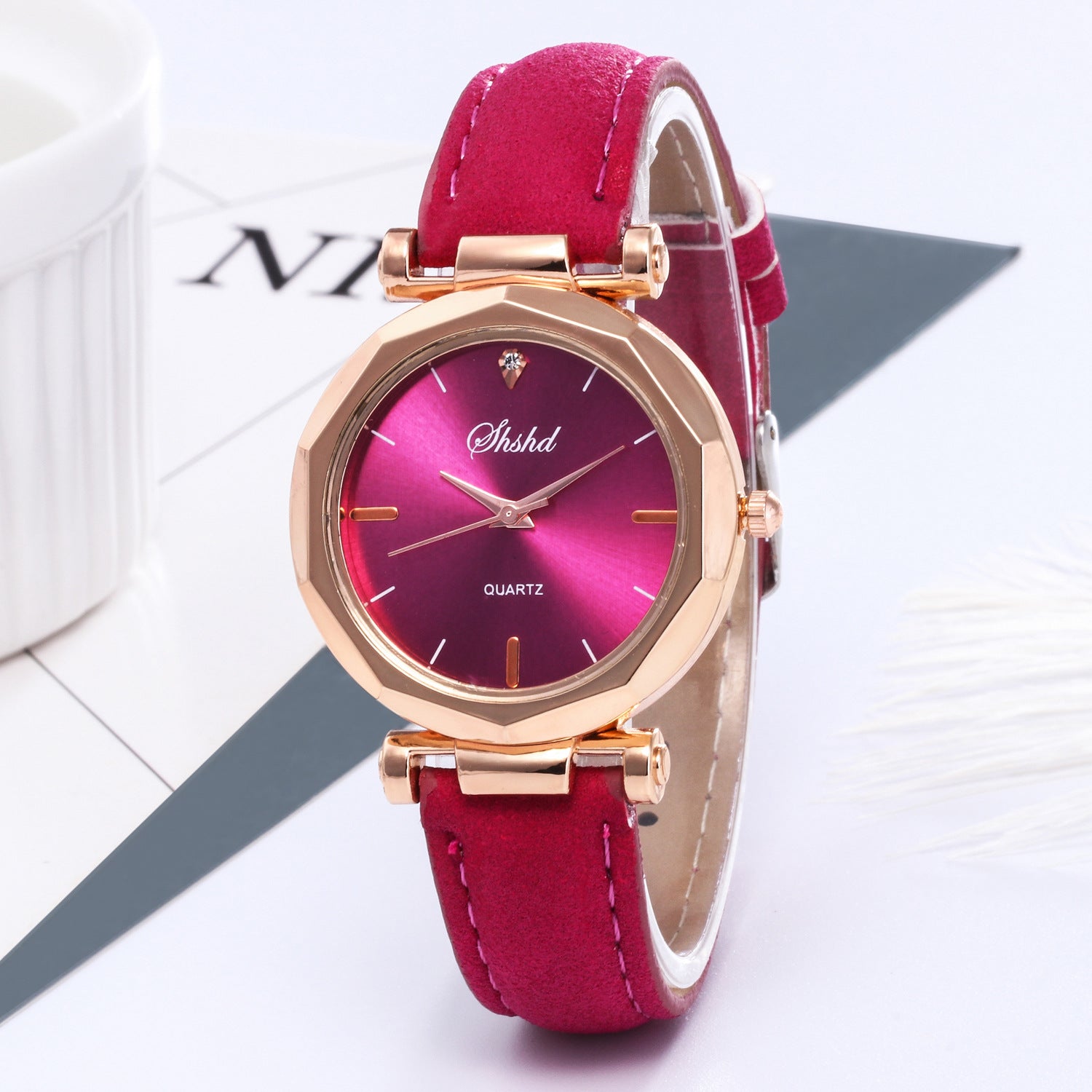 Frosted Leather Belt Watch Ladies Casual Quartz Watch - Amazhona 