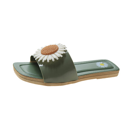 Beach Flower Sandals And Slippers Women Go Out In Summer To Wear Fashion Small Wrinkle Chrysanthemum Ins Tide Summer Sandals - Amazhona 