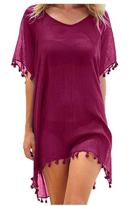 Women Blouses Loose Chiffon Dress Summer Beach Tunic Cover-Up Shirt - Amazhona 