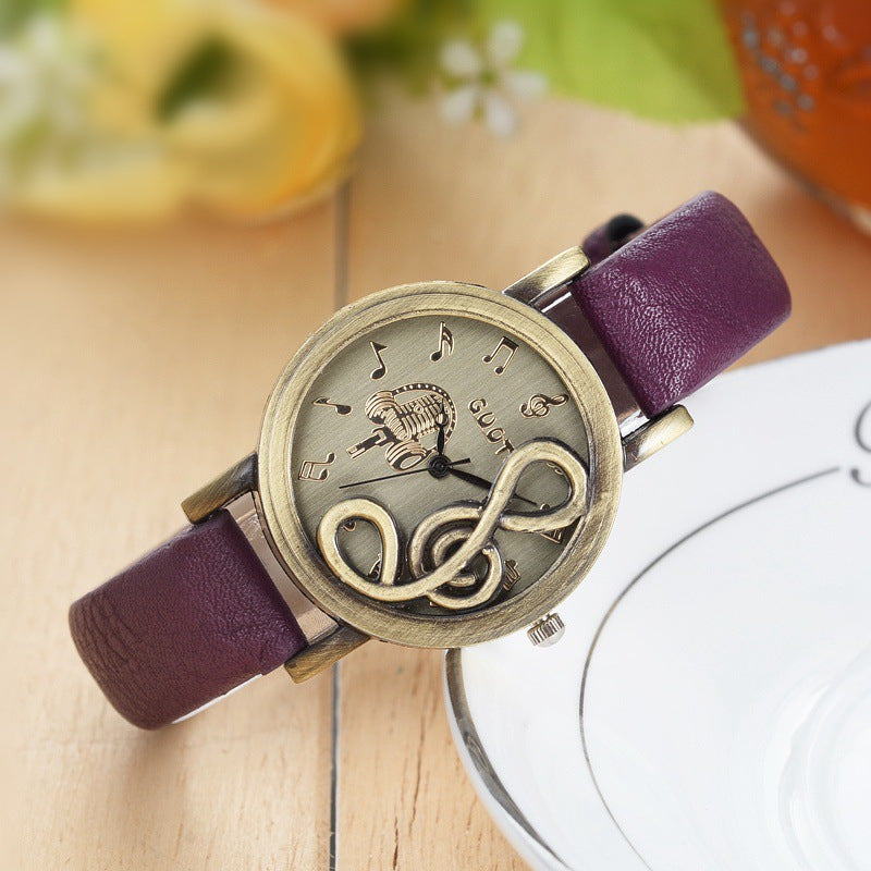 Fashion Retro Hollow Music Symbol Ladies Watch - Amazhona 